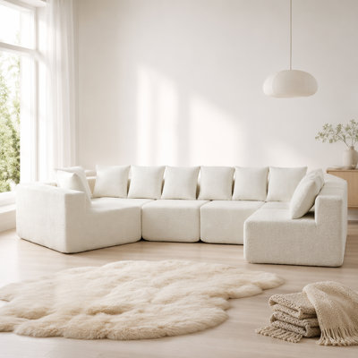151.6-inch L-Shaped Deep-Seat Modular Sectional Sofa with Recliner and 11 Pillows, No Assembly Needed.