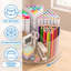 Organiseur de bureau rotatif à 360° en acrylique avec poignée, porte-stylos transparent à 6 compartiments pour fournitures de bureau, pinceaux de maquillage, outils artistiques, coiffeuse et organisation de bureau