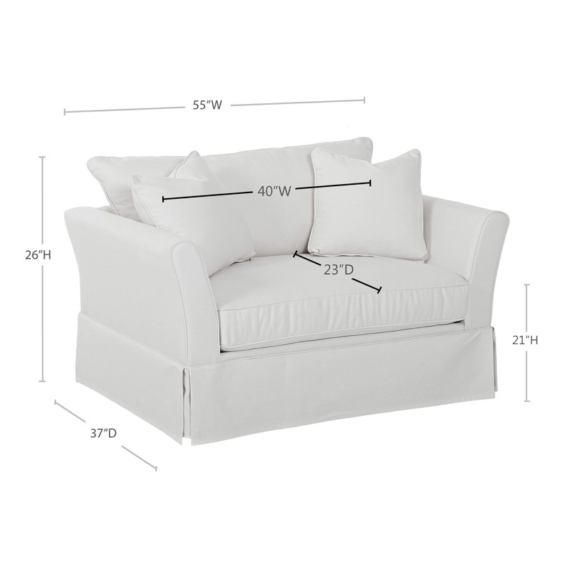 Chaise et demi rembourrée Shelby, Tissage de conversation en lin