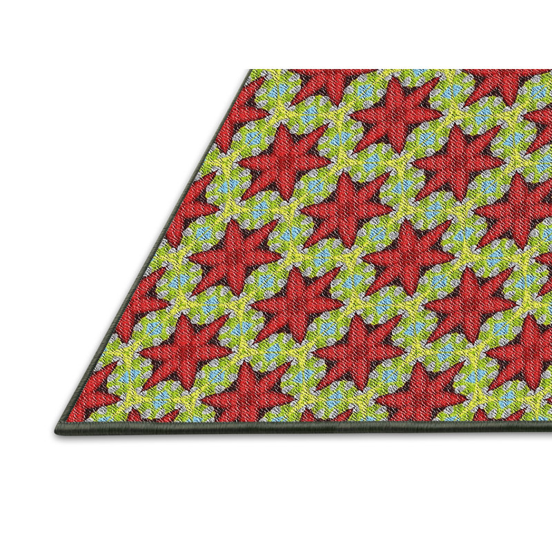 Tapis orange / vert Power Loom, Rectangle 5 pi x 7 pi