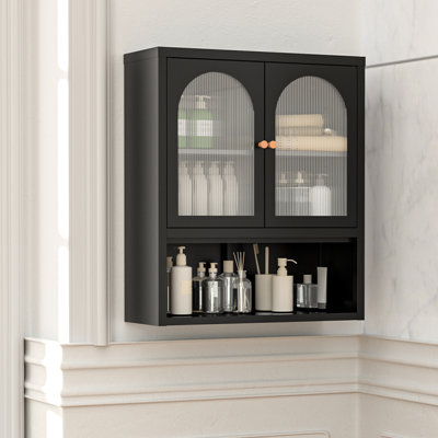 Armoire de salle de bain murale en métal H 27,6 po avec tablette réglable et rangement ouvert