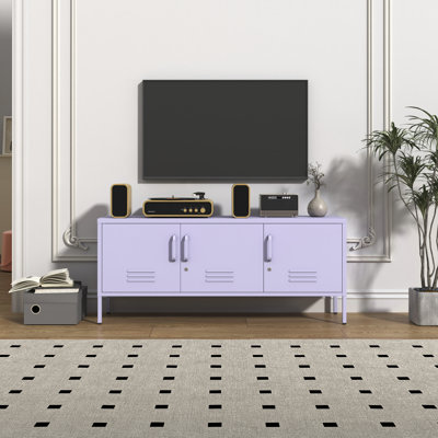 Sabatino 3 Door TV Stand Media Console For Large TV Wide Metal Storage Cabinet Entertainment Center For Home Lockable Storage Cabinet Office by Trent Austin Design