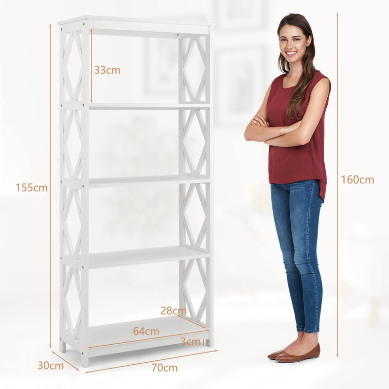 Aleesia 393.7cm H x 177.8cm W Etagere Bookcase, White