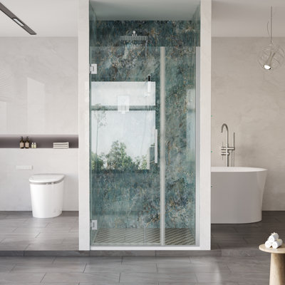 38-39 in. W x 72 in. H Hinged Frameless Shower Door with 3/8 in. SGCC Clear Tempered Glass,Chrome