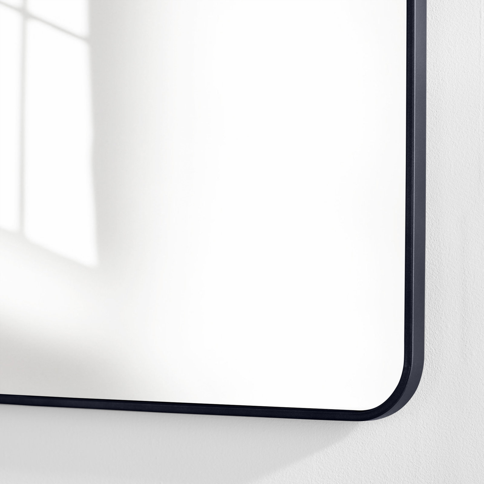 Sabine Metal Rounded Rectangle Wall Mirror, Black, 48" x 30"