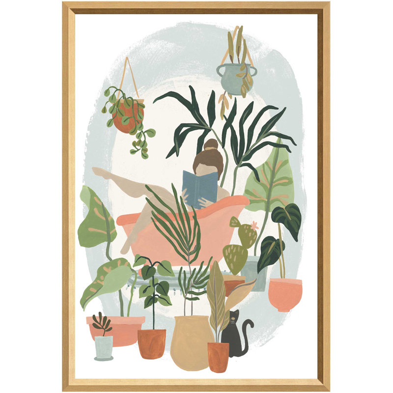 «Plant Lady Bath I», Papier avec cadre unique blanc, H 19,625 po x l 13,625 po x P 1 po