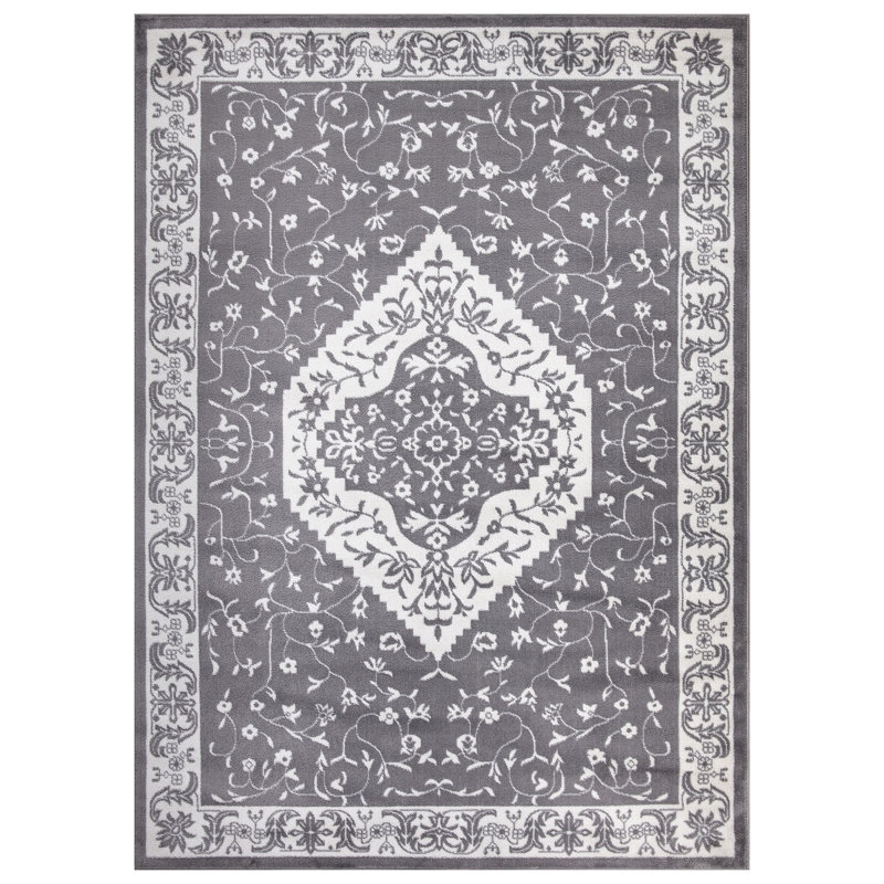 Singley gris perle marocain gris Heriz, Rectangle 5 pi 3 po x 7 pi 3 po
