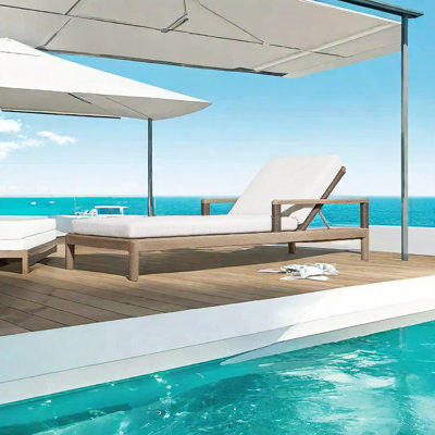 Chaise longue d'extérieur en teck Premium