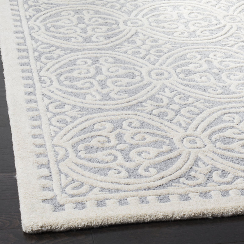 Tapis géométrique en laine touffeté à la main Sadik, Rectangle 6 pi x 9 pi