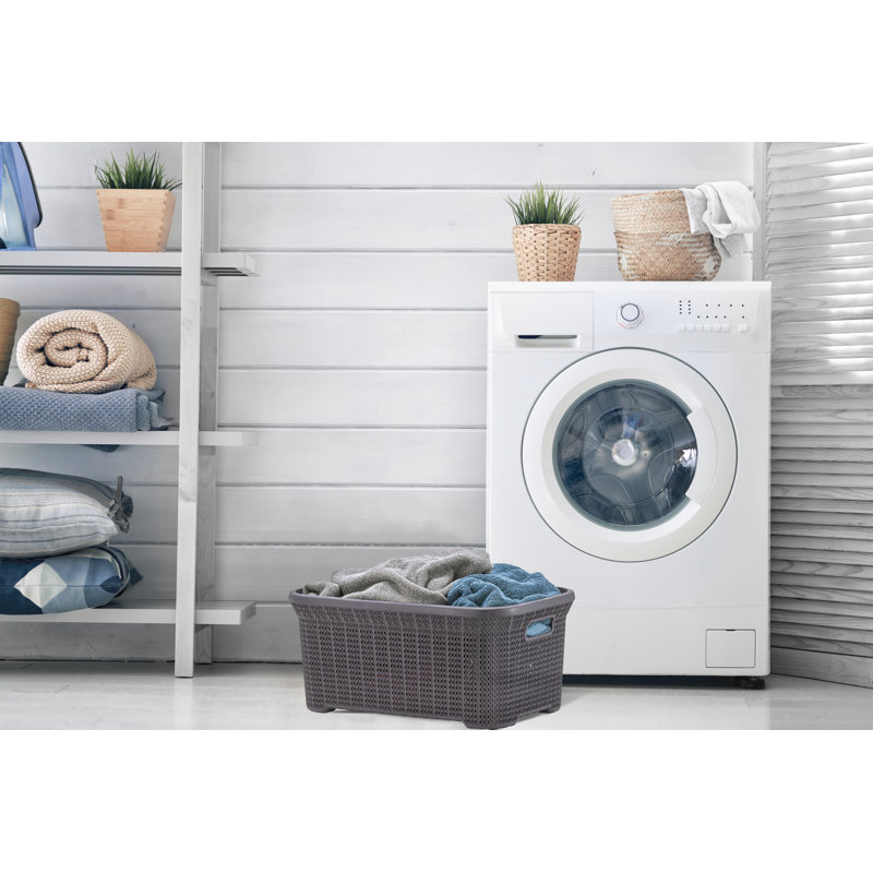 Knit Laundry Basket, Gray