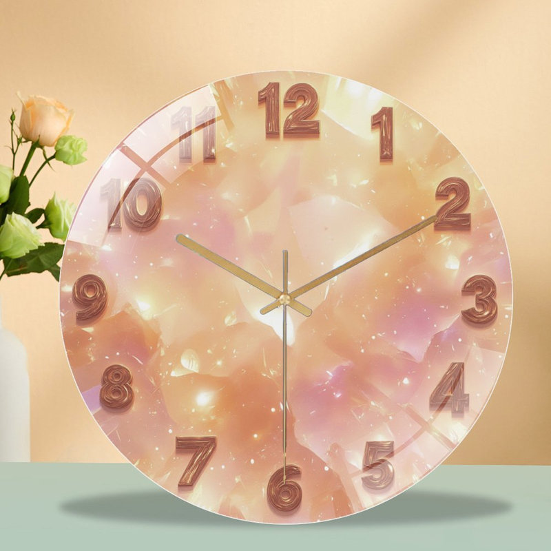 Horloge, chiffres, art de fond chatoyant - horloge murale moderne en verre 12 po