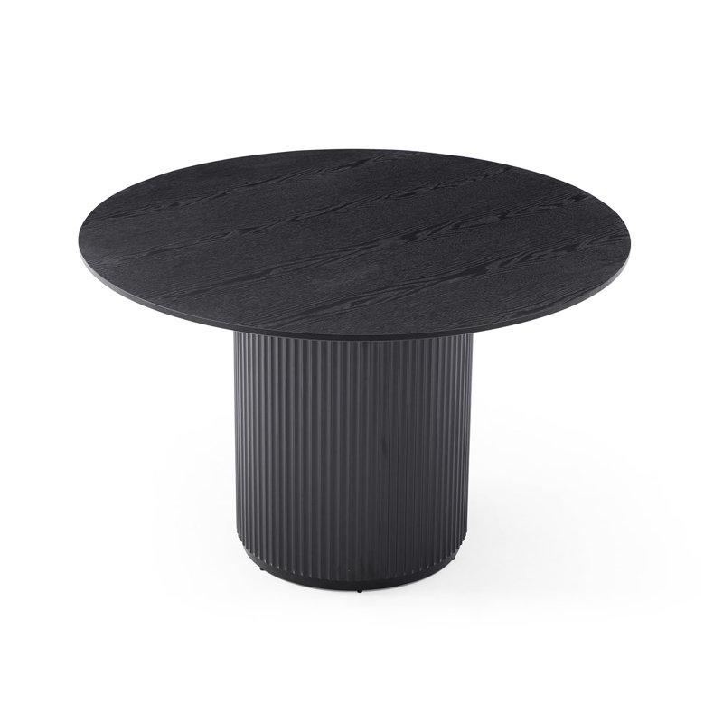 Table de salle à manger noire - et placage de chêne, L 47,2 po x l 29,5 po, base fabriquée à la main pour le café en placage à usage domestique