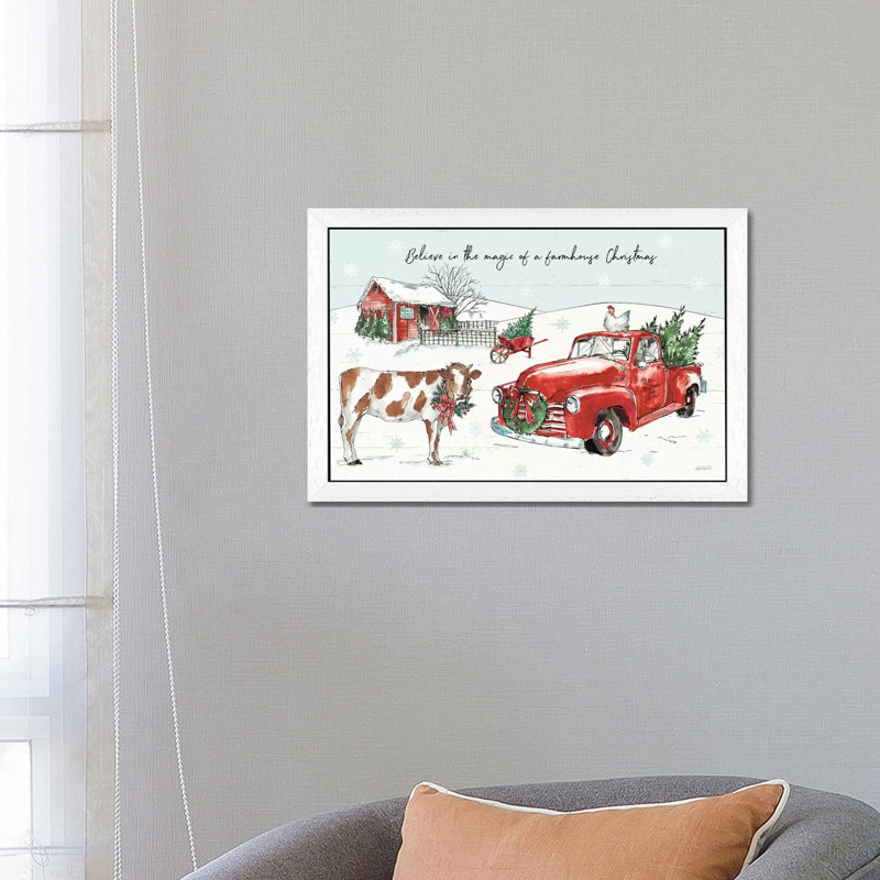 Holiday On The Farm II - Believe by Anne Tavoletti - Floater Frame Painting on Canvas, 152.5 cm H x 101.5 cm W, White Framed
