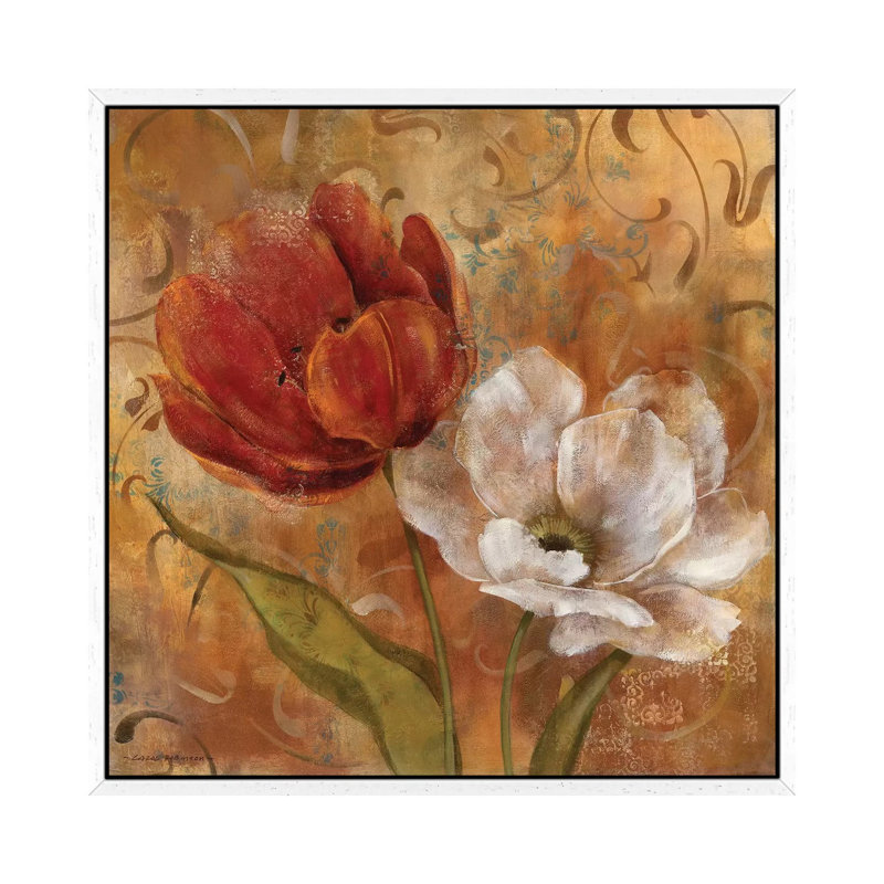 Flower Duet II by Carol Robinson - Painting on Canvas, 66.04 cm H x 66.04 cm W, White Framed