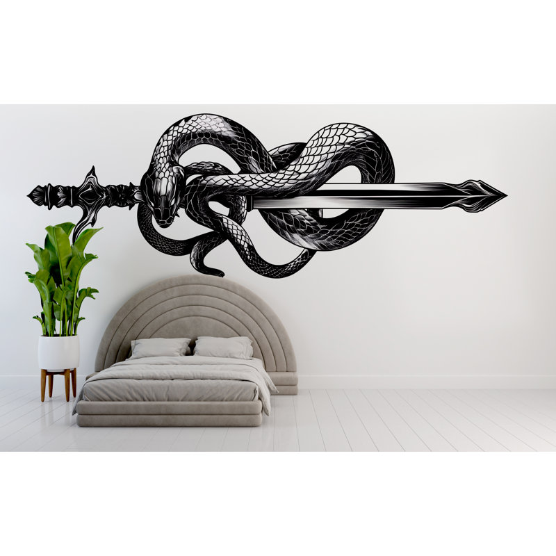 Art mural épée serpent, dague noire, fantaisie gothique, décoration murale 348Mv, H 13 po x l 24 po