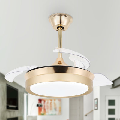 Ventilateur de plafond rétractable 36 "avec lumière Gerede, ventilateur sans lame moderne avec télécommande