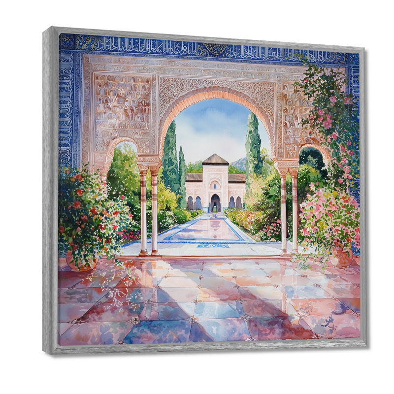 Été, Alhambra, rêves, Grenade, Espagne I - Espagne, art mural, H 36 po x l 36 po, Argent argent
