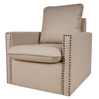 29.13'' Wide Faux Leather 360 Degree Swivel Armchair