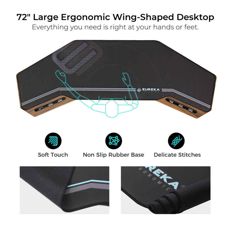 Inbox Zero Mariandi 72" Studio Desk with Keyboard Tray, Walnut/Black