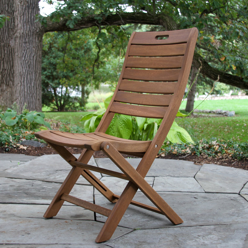 Chaise d'appoint d'extérieur Kinsler Eucalyptus, Brun