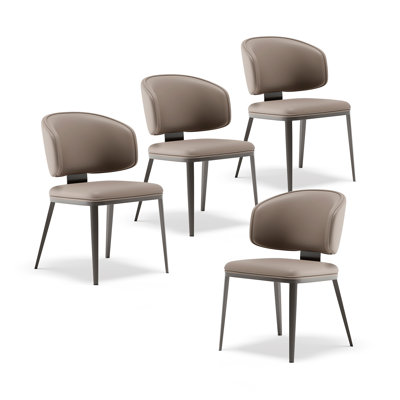 Modern Upholstered Faux Leather Dining Chairs with Metal Legs