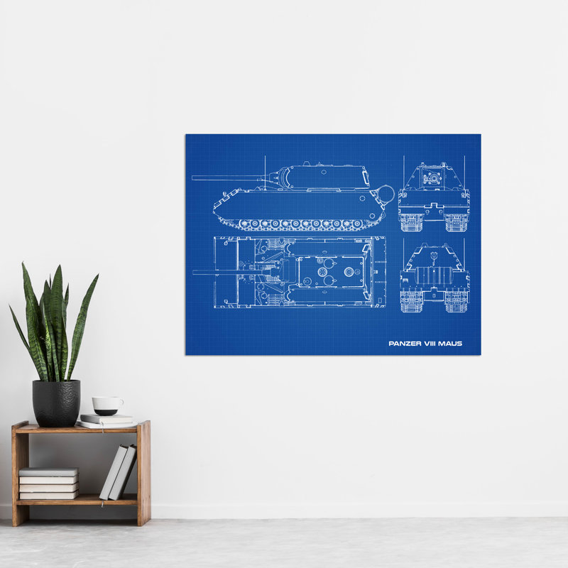 Panzer VIII Maus Super-Heavy Tank Blueprint Plan - No Frame Print
