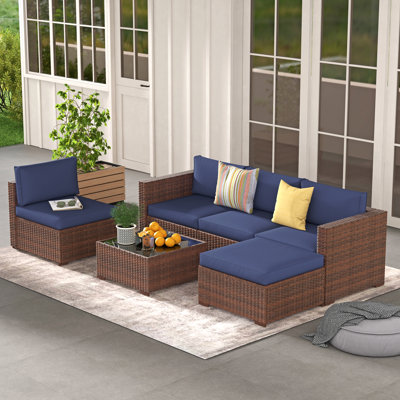 Eudy Wicker 4 - Person Modular Patio Conversation Set with Cushions