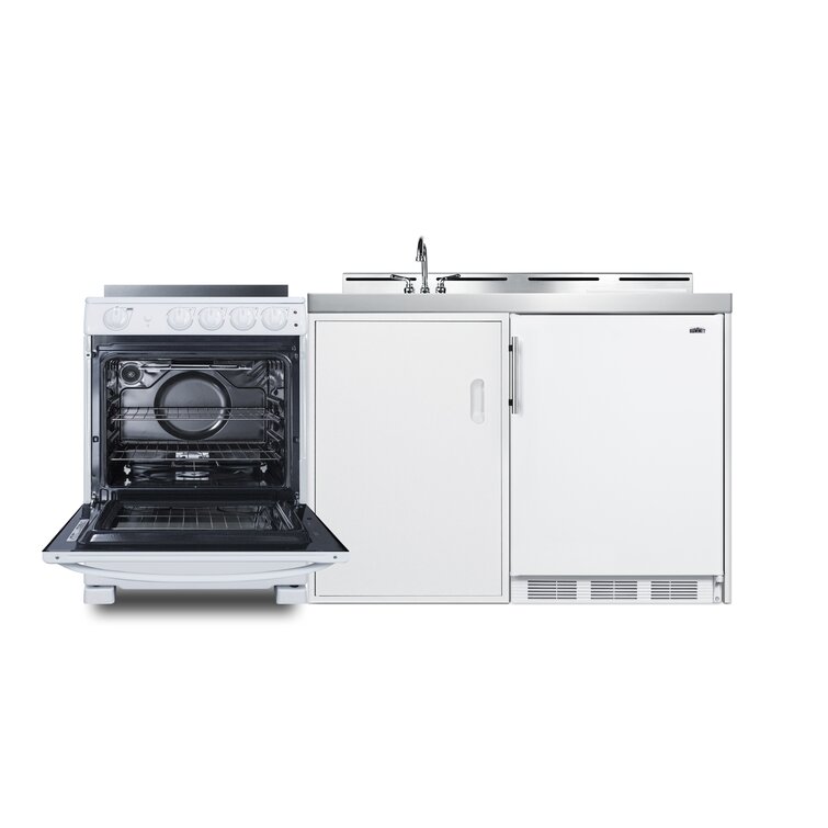 Summit ACK72ELSTW 72 Wide All-in-One Kitchenette with Electric Range