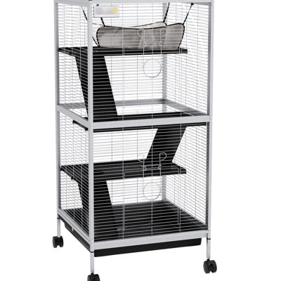 Rolling Small Animal Cage - White, Large For Ferrets, Chinchillas, Sugar Gliders, 4 With , Simple Cleaning, White Metal 4 Layers, Generous Space Gliders And Clean-
