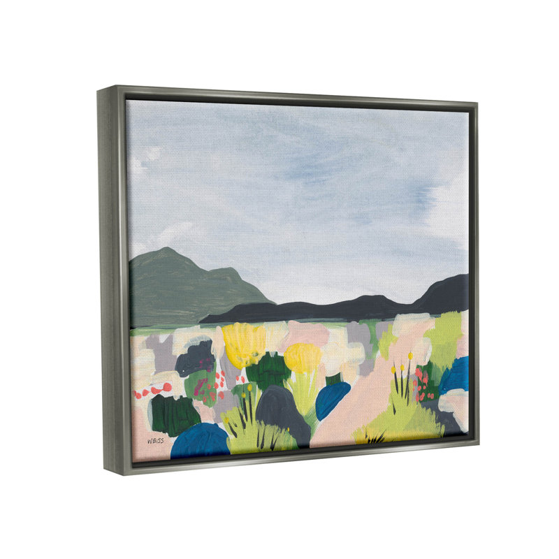 «Wildflower Meadow», art giclée par Jan Weiss, Cadre flottant gris lustré, H 17 po x l 21 po x P 1,7 po