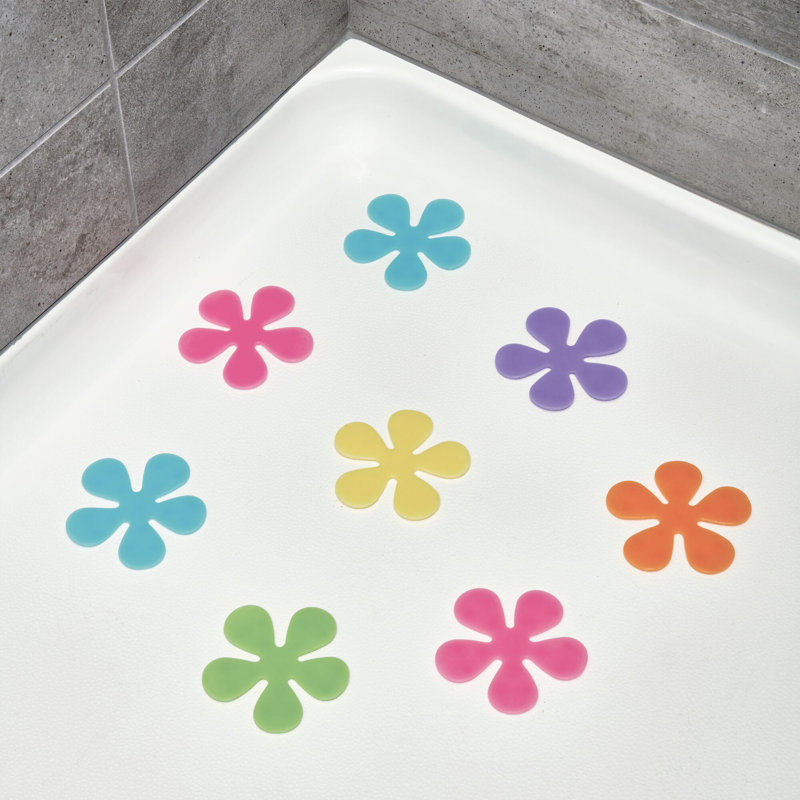 iDesign Floral Plastic Non-Slip Blumz Tub Treadz for Shower, Bathtub, Set of 8, Multi-Colored