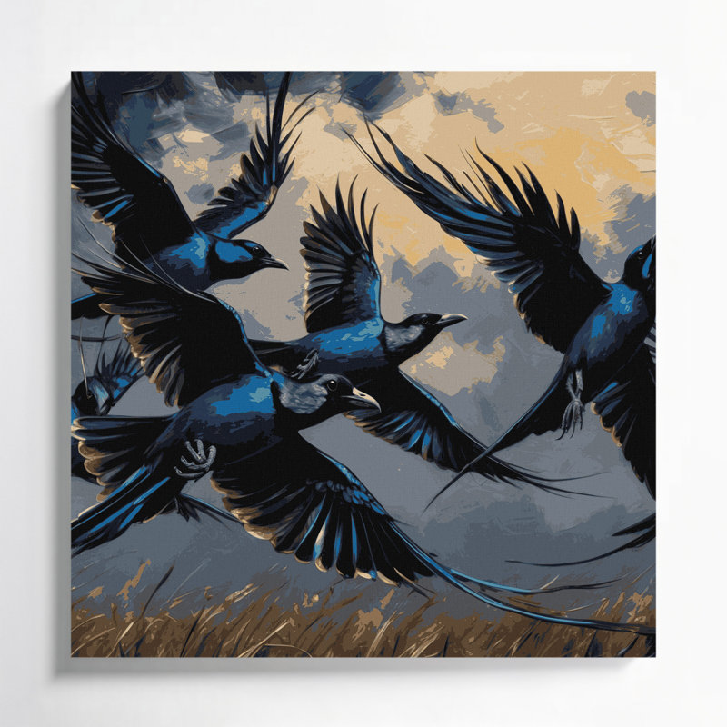 «Birds Common Grackle», art mural sur toile, 12" H x 12" W