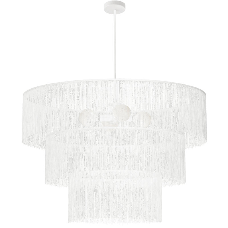 Lustre 4 lumières Cesidia - avec abat-jour, Blanc mat