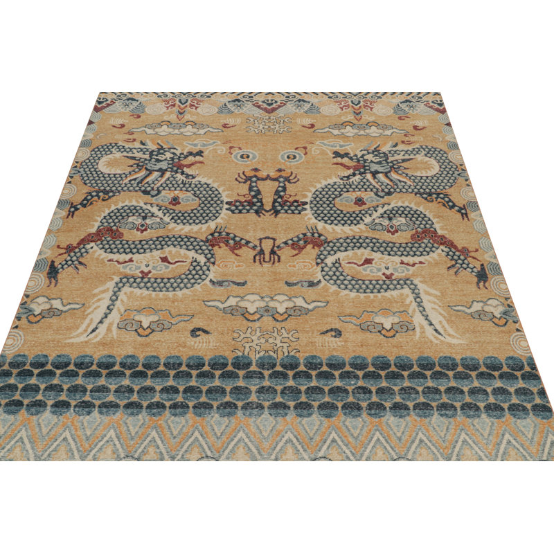 Distressed Homage Hand Knotted Wool Animal Print Area Rug, Rectangle 15' x 24'