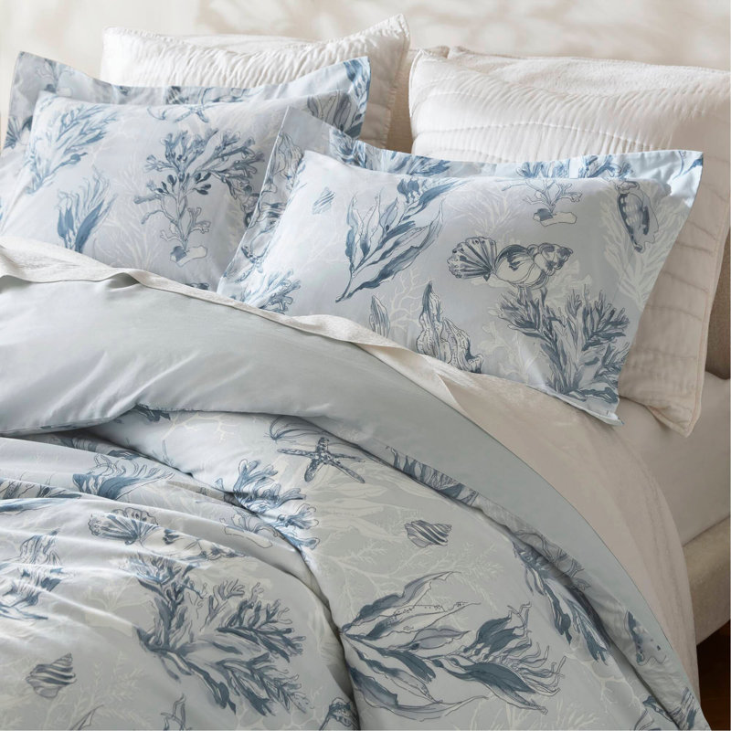 Ensemble de housse de couette en satin de coton 3 pièces 3 pièces, bleu marine / bleu, King Duvet Cover + 2 Shams