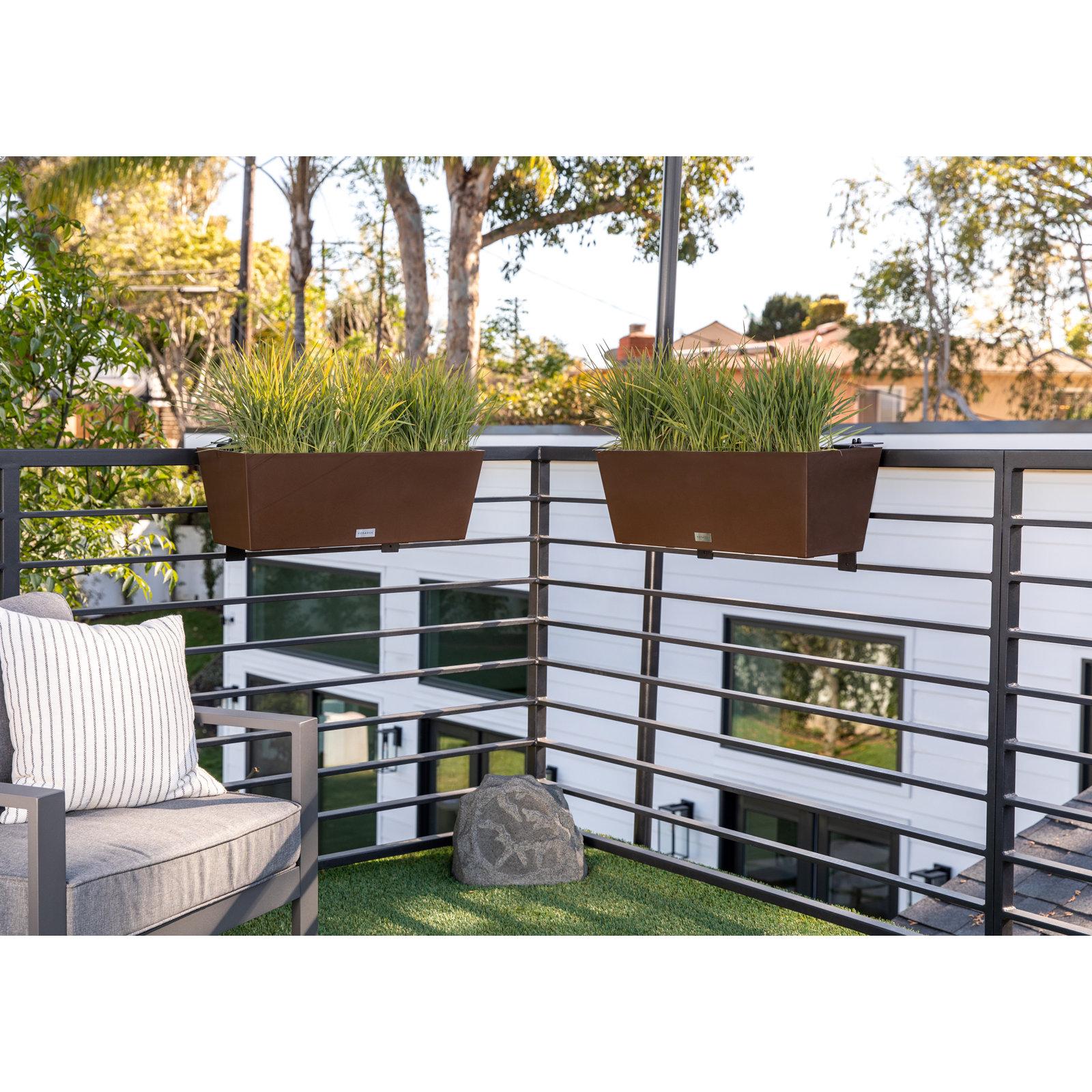 Pure Series Railing Planter, Espresso, 9'' H x 36'' W x 10'' D, Set of 2