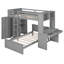 Lit mezzanine multifonctionnel simple avec bureau, tablettes, garde-robe et lit inférieur autonome gris