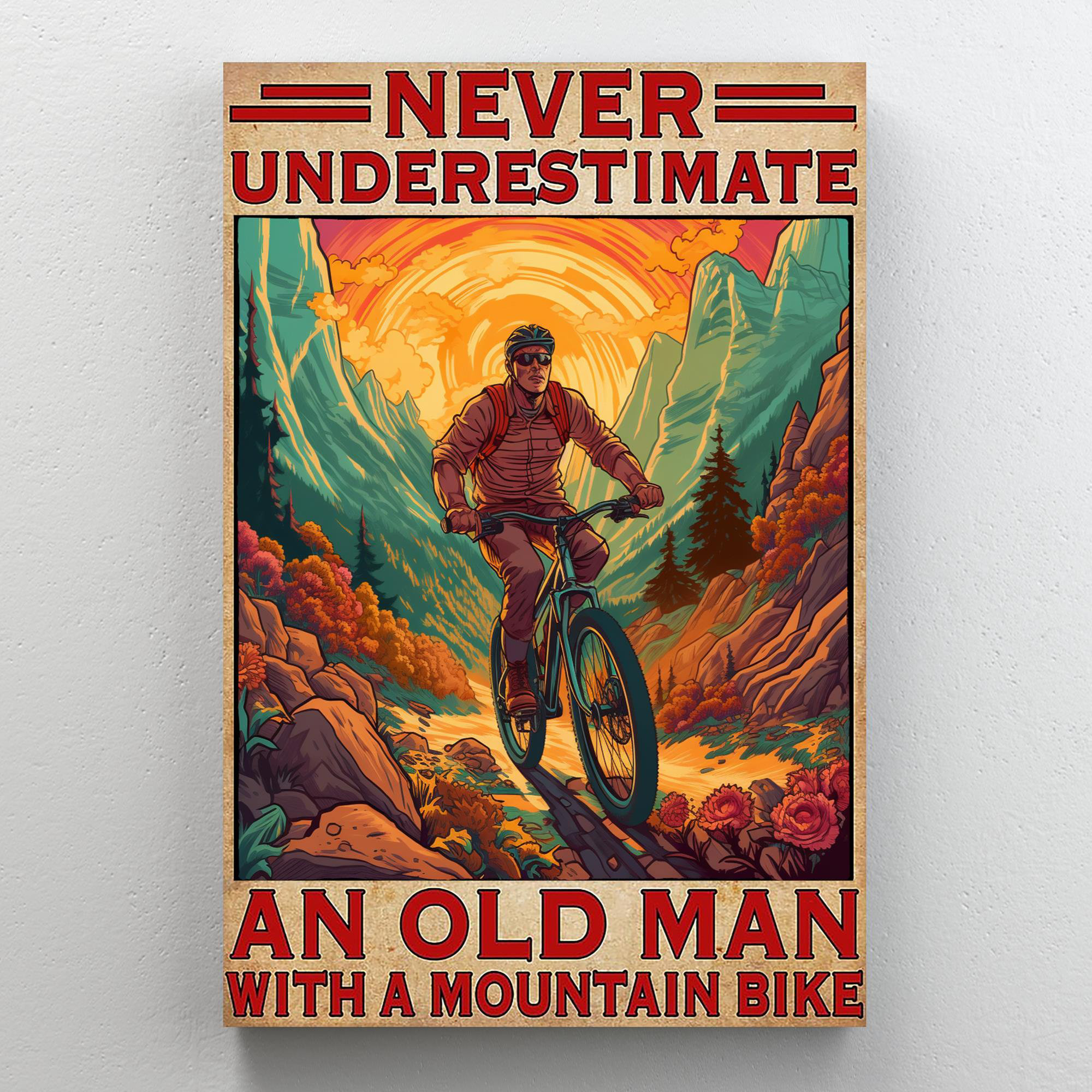 old man on a mountain bike