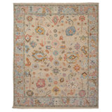 Hand Knotted Wool Oriental Area Rug in Ivory