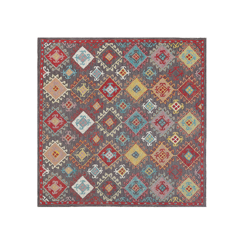 Lamoni Geometric Wool Hand Woven Area Rug, Square 200cm
