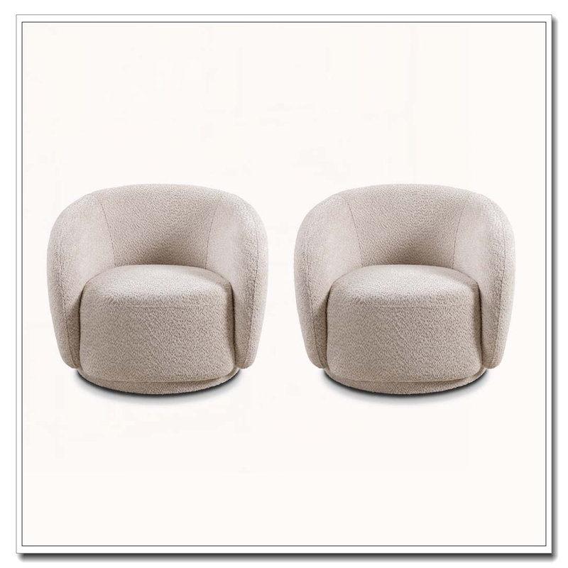 Fauteuil d'appoint pivotant rembourré Boucle, Beige