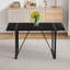 Table de salle à manger rectangulaire minimaliste de 55 pouces avec plateau texturé noir et pieds en métal