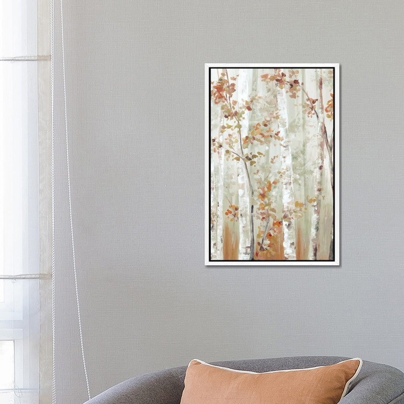 Birch Wood I by Eva Watts - Painting on Canvas, 66.04cm H x 45.72cm W x 3.81cm D, White Framed