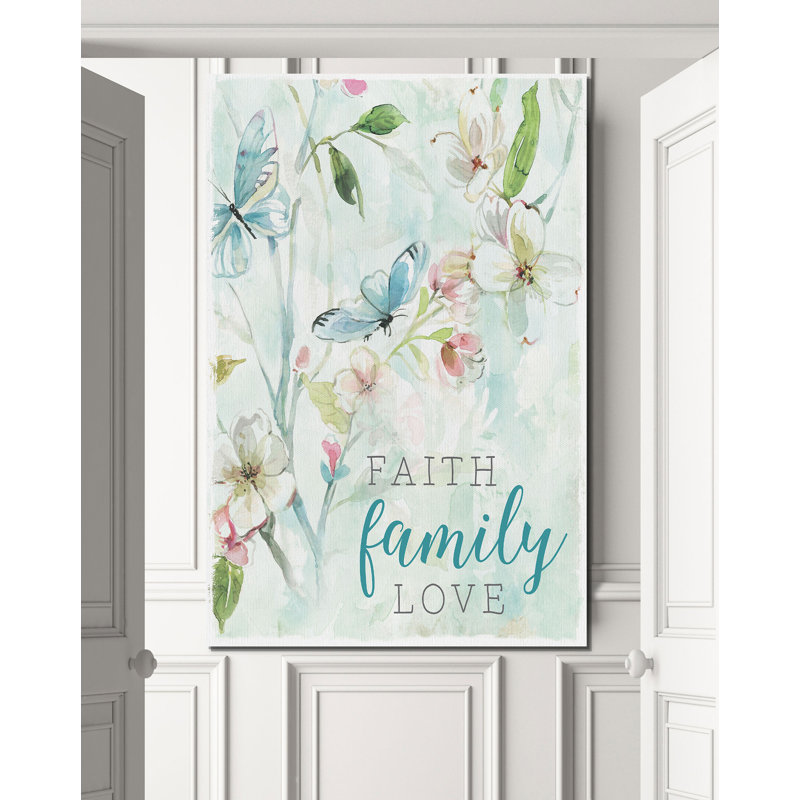« foi family love », impression, H 27 po x l 18 po x P 1,5 po, Toile tendue