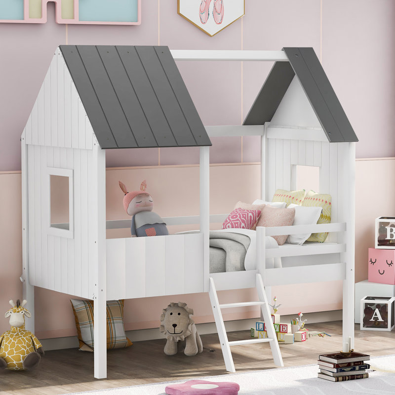 Lit mezzanine simple Oswisserie par Harper Orchard, Blanc / gris