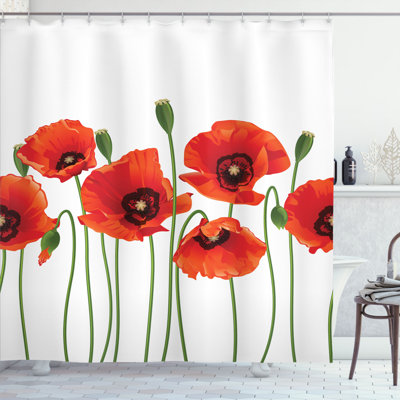 Floral Shower Curtain with Hooks Included
