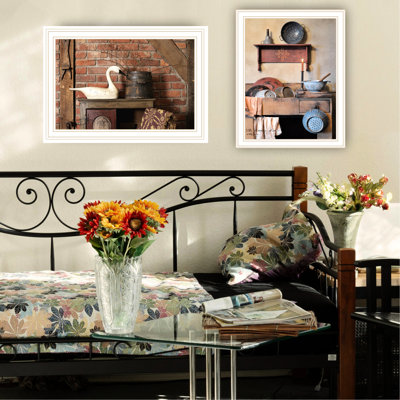 Housewarming Wall Art - 2 In White Frame For Living Room & Bedroom Fully Assembled Decoration Home Decor