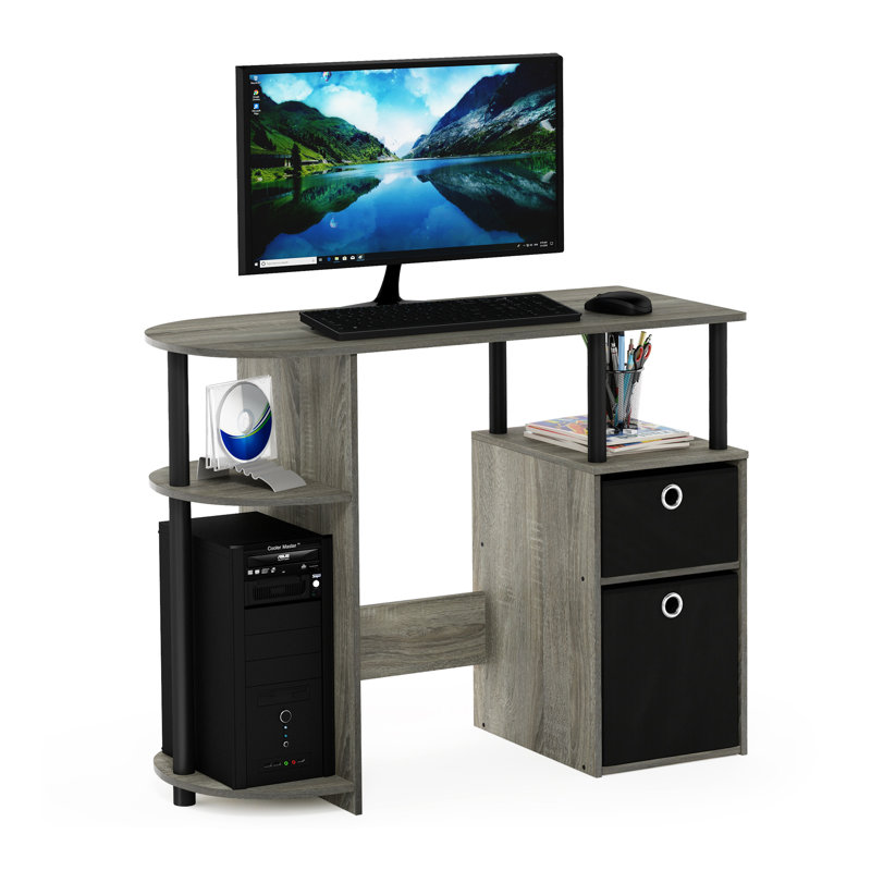 Berlyn Computer Desk, French Oak Grey/Black