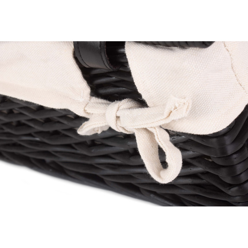 Wicker Hamper Basket with Lining, 15cm H x 36cm W x 26cm D, Black/White