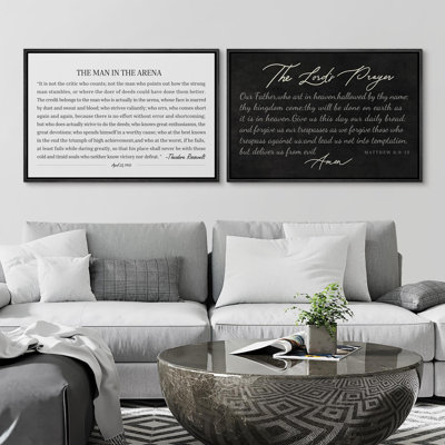 " Scripture Sign Biblical Inspirational Quote Black And White Bible Religious " 2 - Pieces